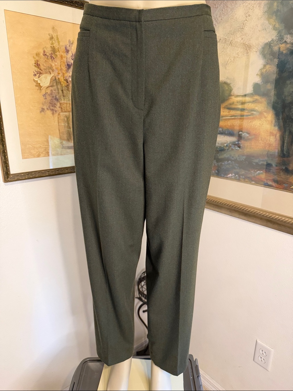 Talbots Pants - Tailored Olive Green Women’s Wool Dress Pants Made in Italy 14